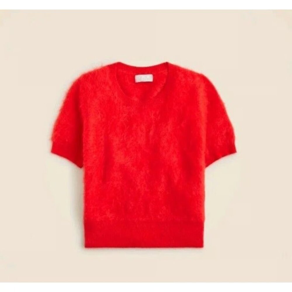 NWT J.Crew Brushed Cashmere T-shirt in Vintage Red Short Sleeve Sweater XS